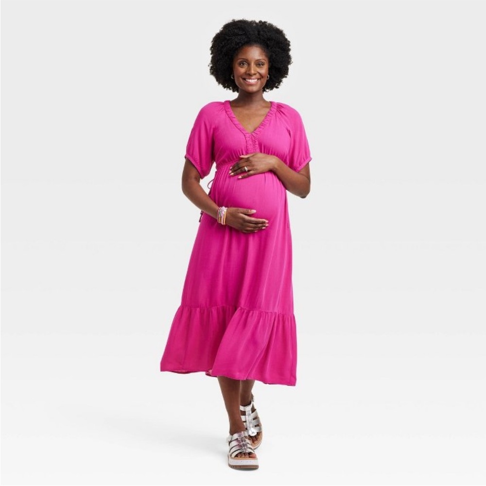 Pink maternity dress
